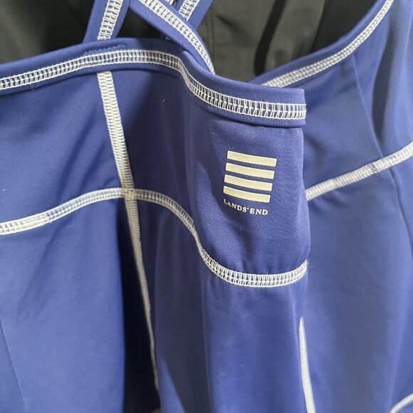 Lands End Swim Top Tankini Cross Back Women Size 10 Blue - Picture 5 of 7